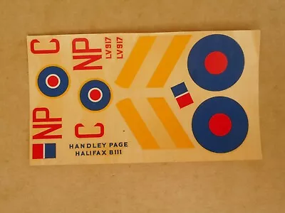 Airfix   Decals  Handley  Page Halifax B111  Vintage  1960s • £4