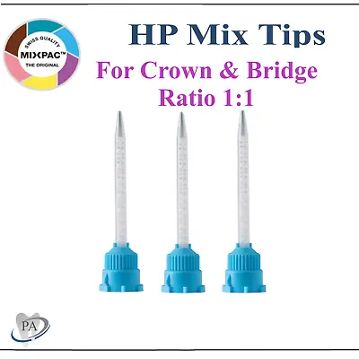 Dental Blue HP Tips Crown And Bridge Mixing Tips 10:1 Blue MIXPAC Upto 100/Bag • $45.95