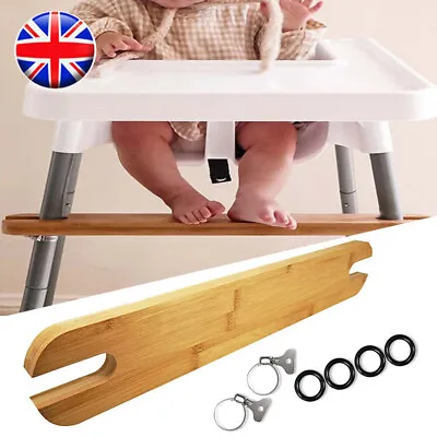 High Chair Footrest Adjustable Non-Slip Stable Natural Bamboo Wooden Foot Rest. • £10.59