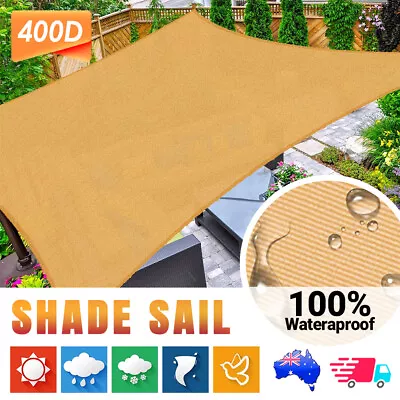$51.29 • Buy 320GSM Sun Shade Sail WATERPROOF / UV Cloth Canopy Outdoor Awning Rectangle Sand