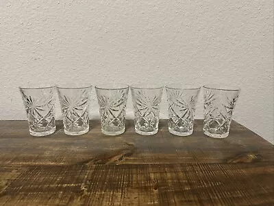 Set Of 6 Anchor Hocking Juice 4 3/8 In Tall Glass Tumblers Prescut Star Of David • $12