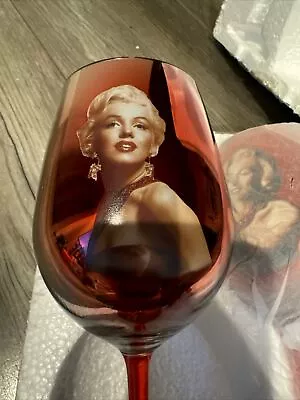 Bradford Exchange ~ SET Of 2 ~ Marilyn Monroe Wine Glasses “ Dazzling In Red” • $99.99