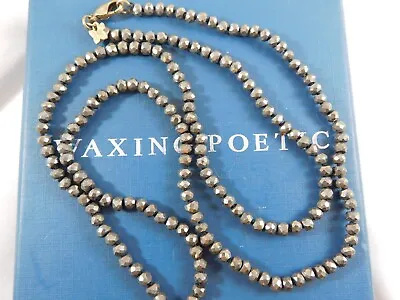 WAXING POETIC Brass Pyrite  FAVORITE MUSE Thalia Hand Knot Beaded Necklace 20  • $99.99