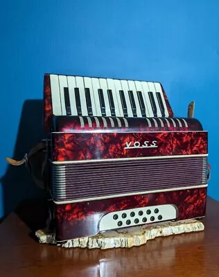 Vintage VOSS Accordion With Keyboard And Buttons - Red - Nice! • $140