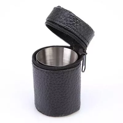 Mini Wine Cups Portable Stainless Steel Travel Bottle Flask PU Leather Cover • $12.52