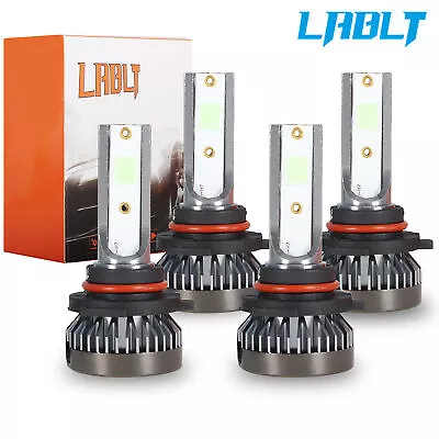 LABLT 4Pcs Ice Blue LED Headlight Bulbs I9005 9006 Combo COB High Low Beam Bulbs • $9.95
