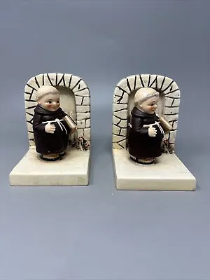 Vtg Pair Of 2 Goebel Friar Tuck Monk Bookend Western Germany  Dated 1956 • $50