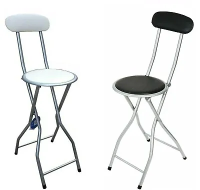 £93.45 • Buy Breakfast Folding Bar Stool Light Weight High Chair Padded Round Seat Home      