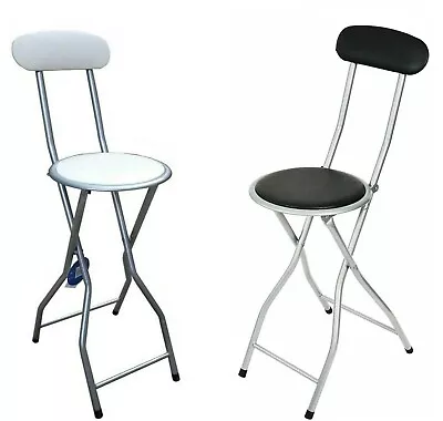 £93.45 • Buy Breakfast Folding Bar Stool Light Weight High Chair Padded Round Seat Home      