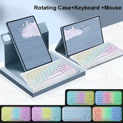 360° Rotating Case Backlit Keyboard Mouse For IPad 7/8/9/10th Gen Air 4 5 Pro 11 • £13.99