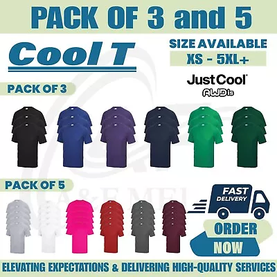 Pack 5 & 3 Just Cool AWDis T-Shirt Plain Casual Wear Stag Do Hen Unisex JC001 • £24.99