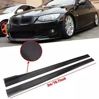 For BMW E90 E92 E93 06-21 78.7'' Carbon Fiber Look Car Side Skirt Extension Lips • $62.99