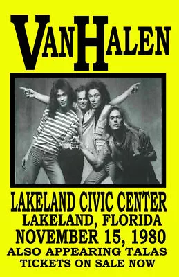Van Halen Replica 1980 Concert Poster • $13.99