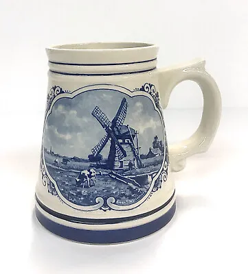 Delfts Blue Hand Painted Windmill & Floral Mug Stein Holland Dekor 1001 Holland • $10.95