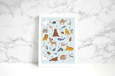 £12.99 • Buy ABC Animal Alphabet Print -Jungle Safari Animals-Baby Kids Room Pictures