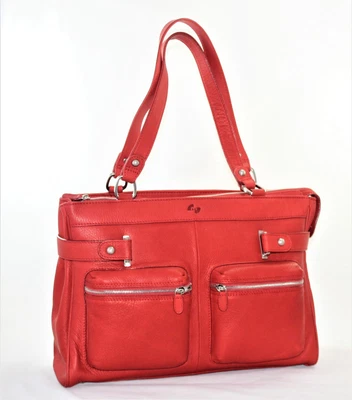 £136.79 • Buy Bag Lady Leather Italian Red Shoulder A Mano Tempora By Niji 2 Handles