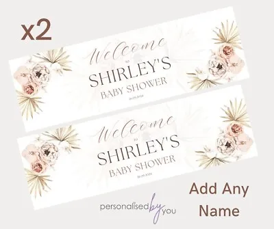 2x Personalised BABY SHOWER / GENDER REVEAL Banners LARGE Party Poster Flowers • £5.95