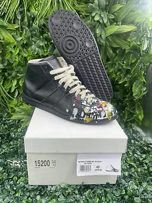 Maison Martin Margiela Splatter-Detail Mid-Top Replica Sneaker Black Size 40 • $250