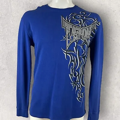 Tapout Shirt Thermal Mens 2XL Blue Waffle Knit Logo Y2K Layer UFC MMA E322 • $39.95