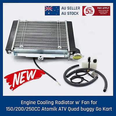 Radiator Engine Cooler + Fan For 150CC 200CC 250CC BUGGY ATV QUAD BIKE GO KART • $90.95