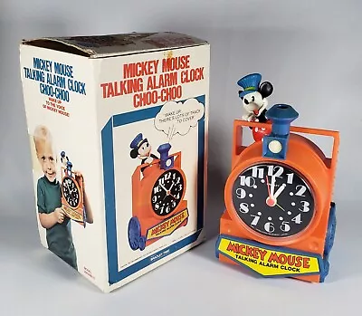 Mickey Mouse Bradley Talking Alarm Clock Choo-Choo Train In Original Box READ • £96.50