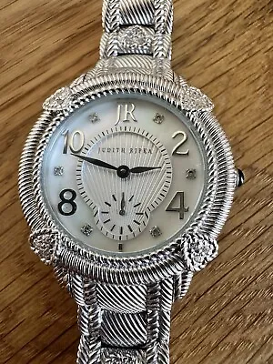 Judith Ripka 925 Sterling & Diamonique Hearts Sub-Dial Bracelet Watch PRISTINE • $199.95