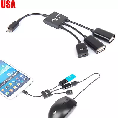 Dual Micro USB Host OTG Hub Adapter Cable For Samsung Galaxy Tab3 2 Note 10.1 S4 • $7.99