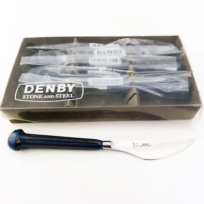 KISMET Flatware By Denby Set 6 Steak Knives  Stone & Steel  NEW NEVER USED BOXED • $119.99