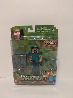 Minecraft Series 1 Overworld Steve With Minecart 3” Action Figure Set NEW • $12.99