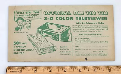 1956 Rin Tin Tin Nabisco Shredded Wheat Trading Post Coupon 3-D Color Televiewer • $9.99