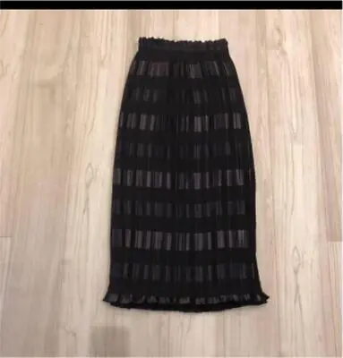 Fine Pleated Long Skirt Black Gray Design ISSEY MIYAKE • $90