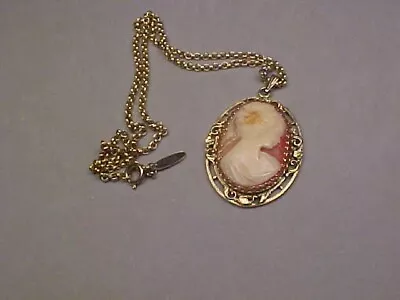 Vintage Signed Whiting & Davis Goldtone Cameo Necklace • $2.25