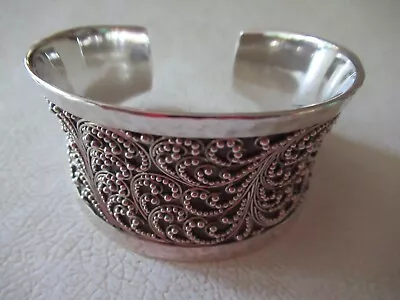 $544.99 • Buy New Lois Hill Etched/Filigree Granulated Sterling Silver Hammered Cuff Bracelet