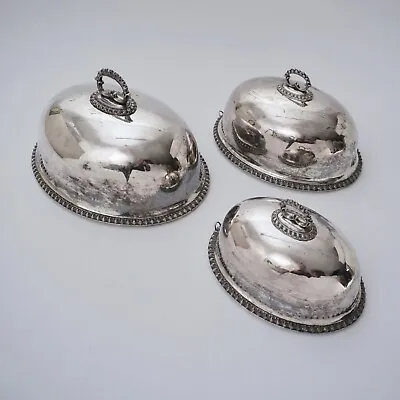 Walker & Hall Silver Plated Antique Meat Domes Food Covers Table Cloches English • $745.32