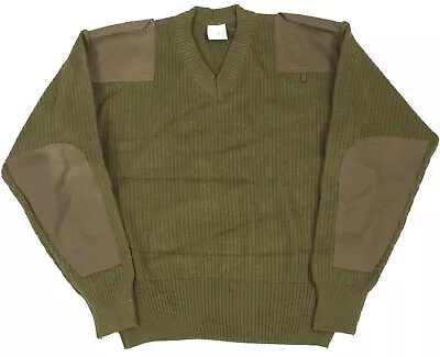 Small - French Army OD Green Wool Sweater V-Neck Pullover Military Shirt Jacket • $29.95
