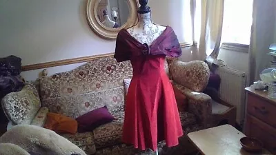 Vintage Wallis Red Velvet Dress With Net Underlay Size 12 • £5