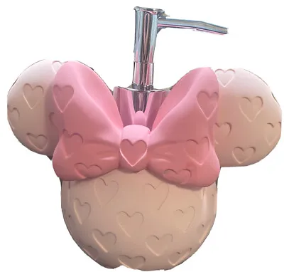 DISNEY MINNIE MOUSE HEAD HEART PINK WHITE SOAP LOTION DISPENSER PUMP NEW Mickey • $27.99