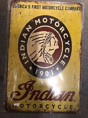 INDIAN MOTORCYCLE Tin Sign 20x30cm FREE POSTAGE IN AUSTRALIA Rustic Vintage • $12