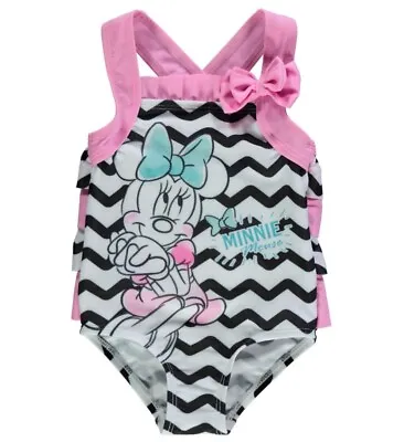 £8.99 • Buy Disney Baby Girl Minnie Mouse Frilly Back Swimsuit Swimming Costume Swimwear 