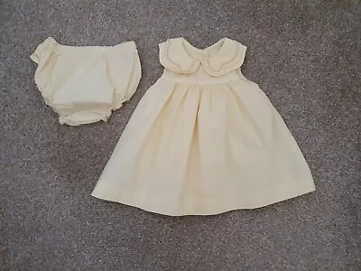 Baby Girls Lemon Colour Cotton Dress & Knickers Age 0-3 Months • £1.50