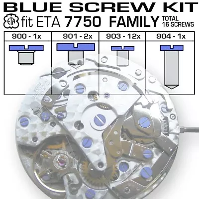 Blue Screw Kit Fit Orignial Eta Valjoux 7750 Family Movements • $35