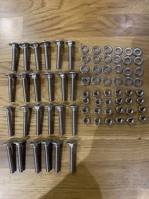 24 Garden Bench Slat Stainless Steel Carriage Bolts Nuts And Washers 40mm X M6 • £9.20