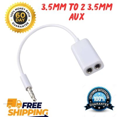 £2.49 • Buy 3.5mm Y Earphone Splitter 1 Jack Male To 2 Female Headphone Audio Adapter Cable