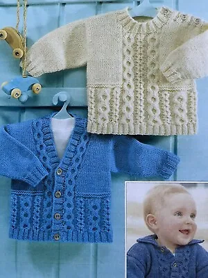 £1.90 • Buy Baby/Childrens DK Easy Cable Cardigan & Jumper Knitting Pattern 16”-26”