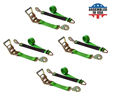 USA 4 Pack 2  X 10' Ratchet Tie Down Axle Strap For Race Car Trailer Car Hauler • $98.98