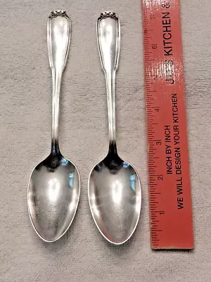 2 Vintage 7 1/8   1835 R Wallace Serving Spoons - Probably Silverplate; Devon ? • $4