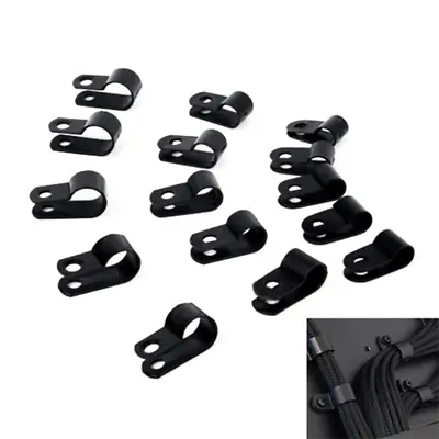 £1.58 • Buy Black Nylon Plastic P Clips Fasteners For Cable Tubing Conduit Wire Fixing Ring