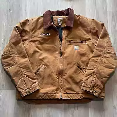 Men's Carhartt Blanket Lined Brown Duck Canvas Detroit Jacket Work Utility Sz XL • $94