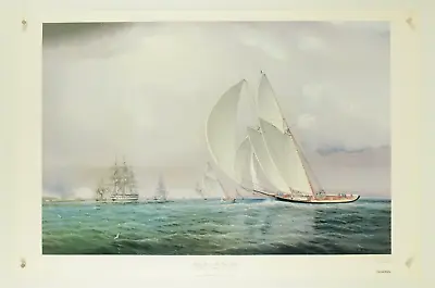 JAMES BUTTERSWORTH Yachting Race New York Harbor ~ Vtg High Quality Print 35x23  • $16