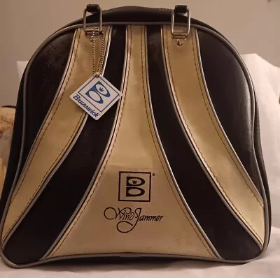 Vintage Brunswick Bowling Ball Bag Two Tone Cream/Beige And Navy MADE IN USA VGC • $38